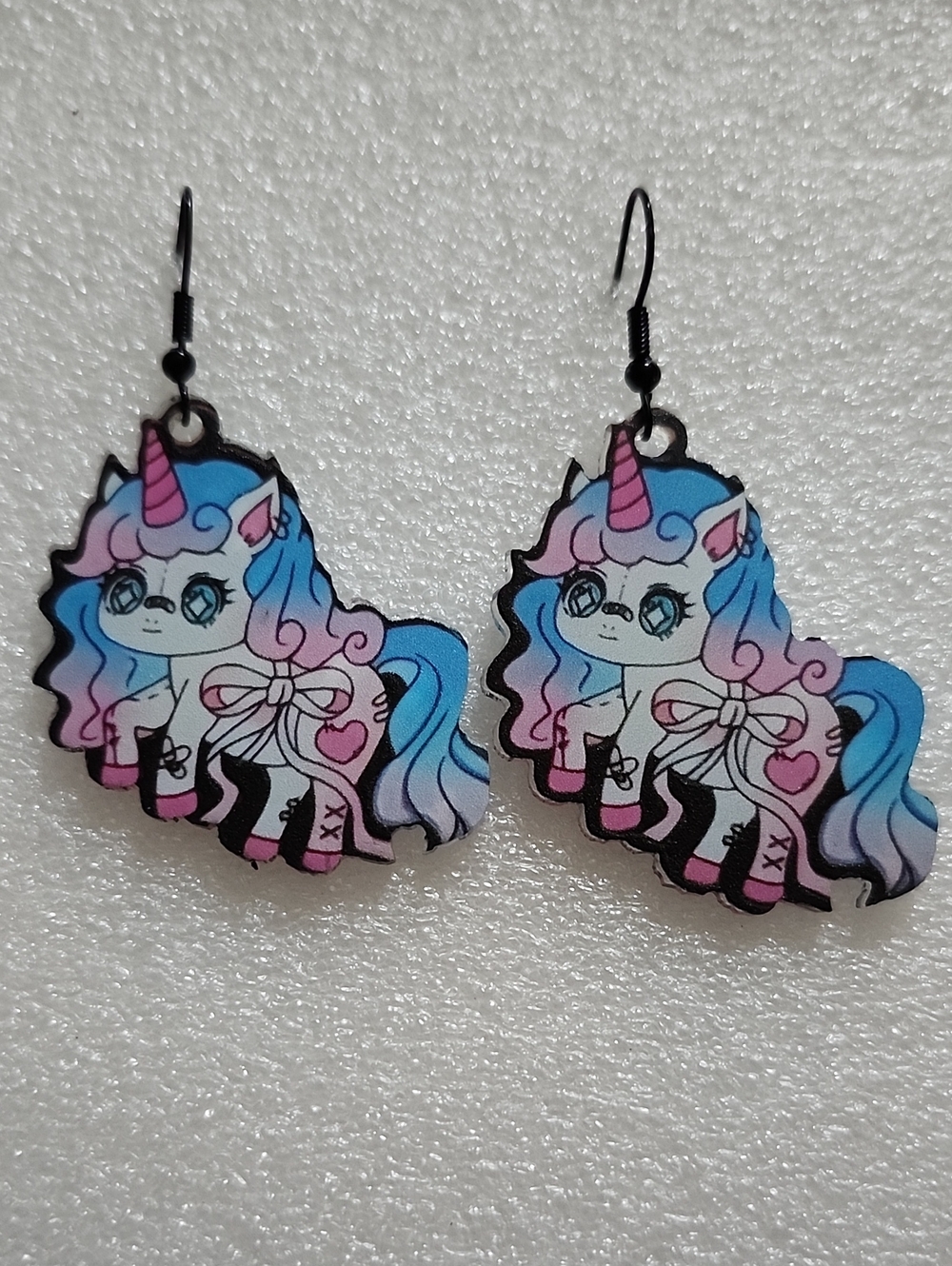 Cute Pastel Unicorn Dangle Earrings - Pink & Blue